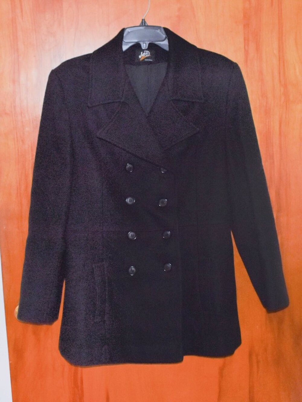 Size S, Women's Black Double Breasted, JaD Wool P Coat